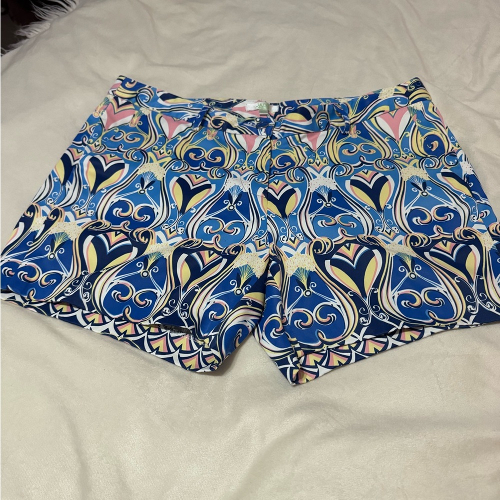 Jade By Melody Tam Shorts Size 12 Blue Multicolor Midi Luxury Vacation Travel